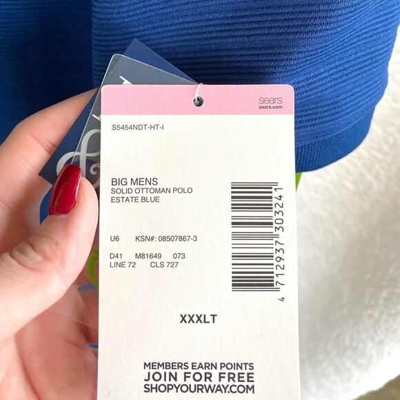 Nordic Track NWT Blue Athletic Fit Big & Tall Ribbed Polo Shirt Size XXXLT - Picture 5 of 6